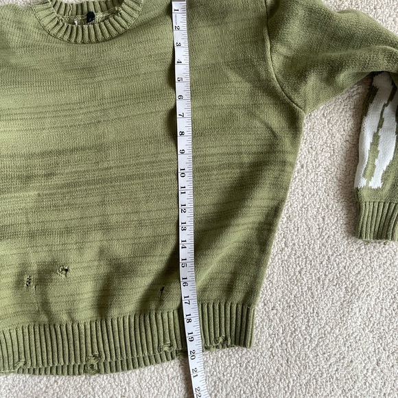 Grunge Chunky Olive Green Skeleton Pattern distressed Sweater S - Picture 12 of 12